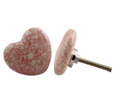 Pink Heart Crackle Dresser Knob